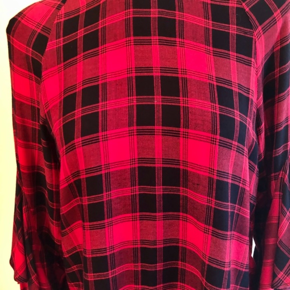 NWOT Mustard Seed Brand Red & Black Plaid Top - Picture 8 of 9